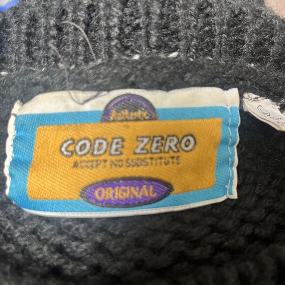 CODE ZERO Men’s Acrylic Geometric 1980’s Sweater Leather Patches Size Large - Picture 12 of 13